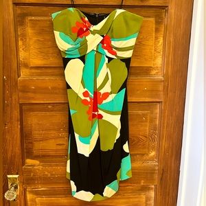 Nicole Miller Strapless Floral Cocktail Dress, Size 2